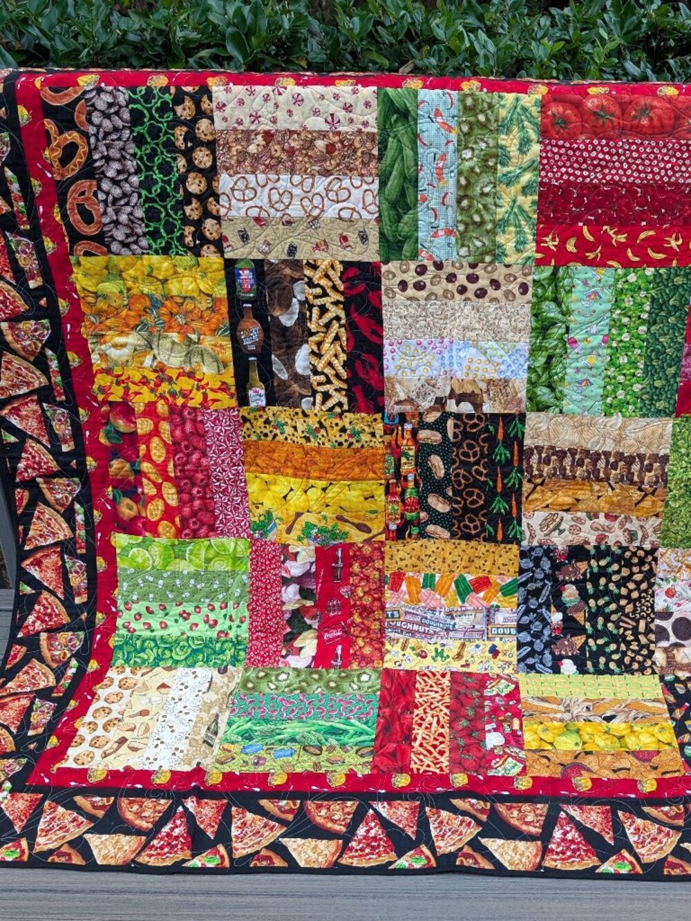 Unique Food Feast Quilt Lap Quilt Vegetable Fruits Snacks Fast Food Drinks 63"